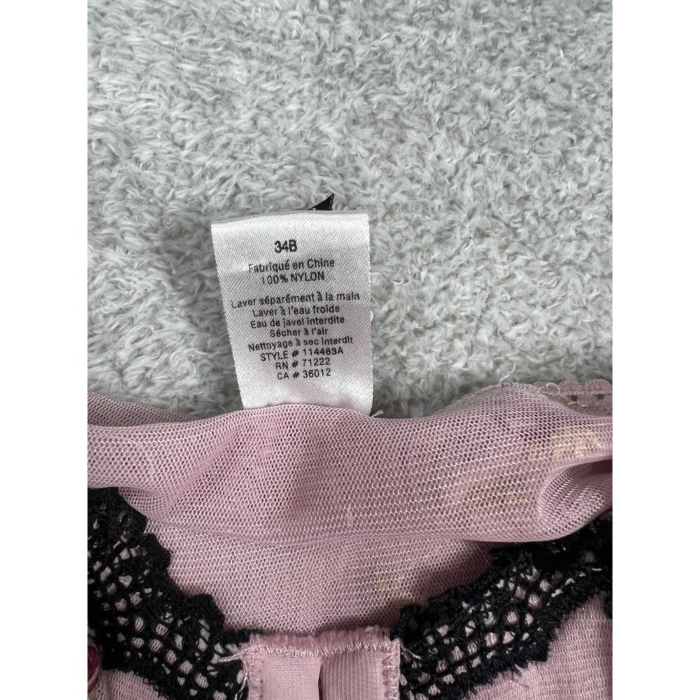 Rampage Pink Floral Embroidered Mesh Bustier Corset Top Black Lace Trim 34B Y2K‎ - Picture 5 of 12